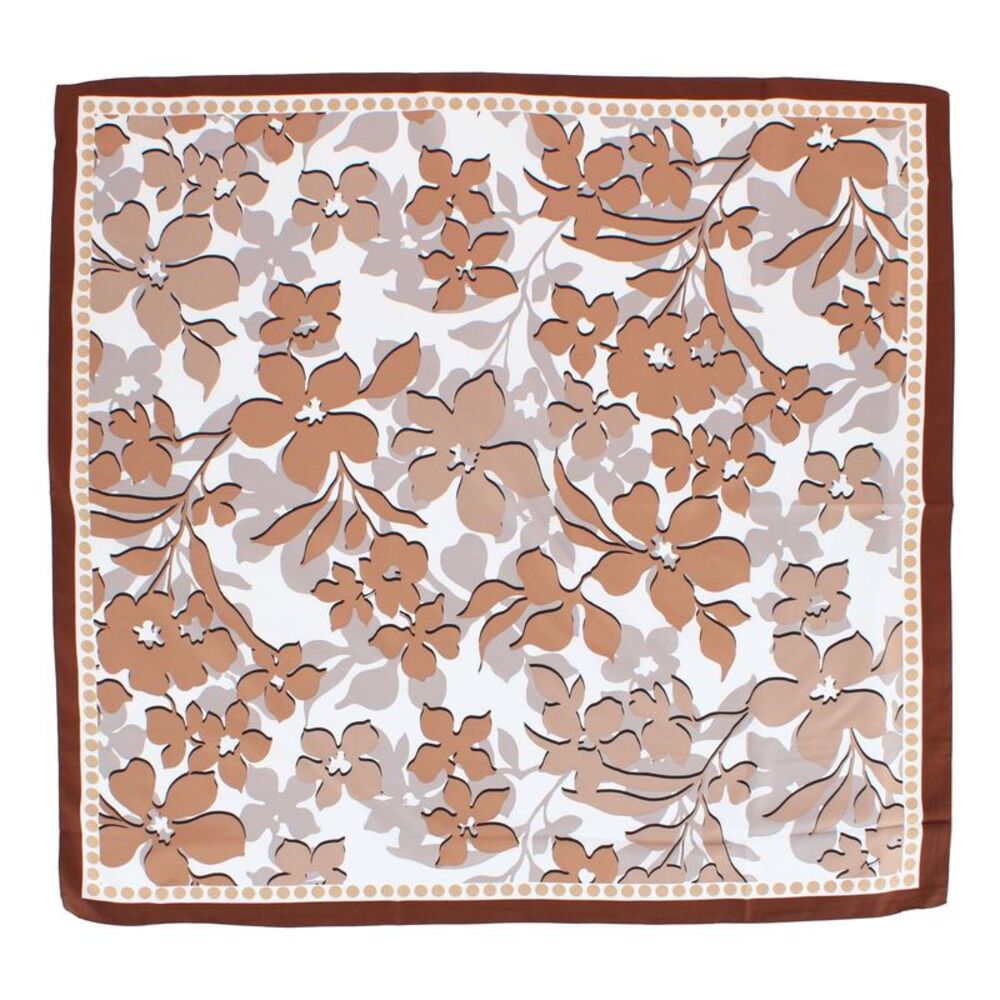 CTM Women's Floral Pattern Print Silky Square Scarf
